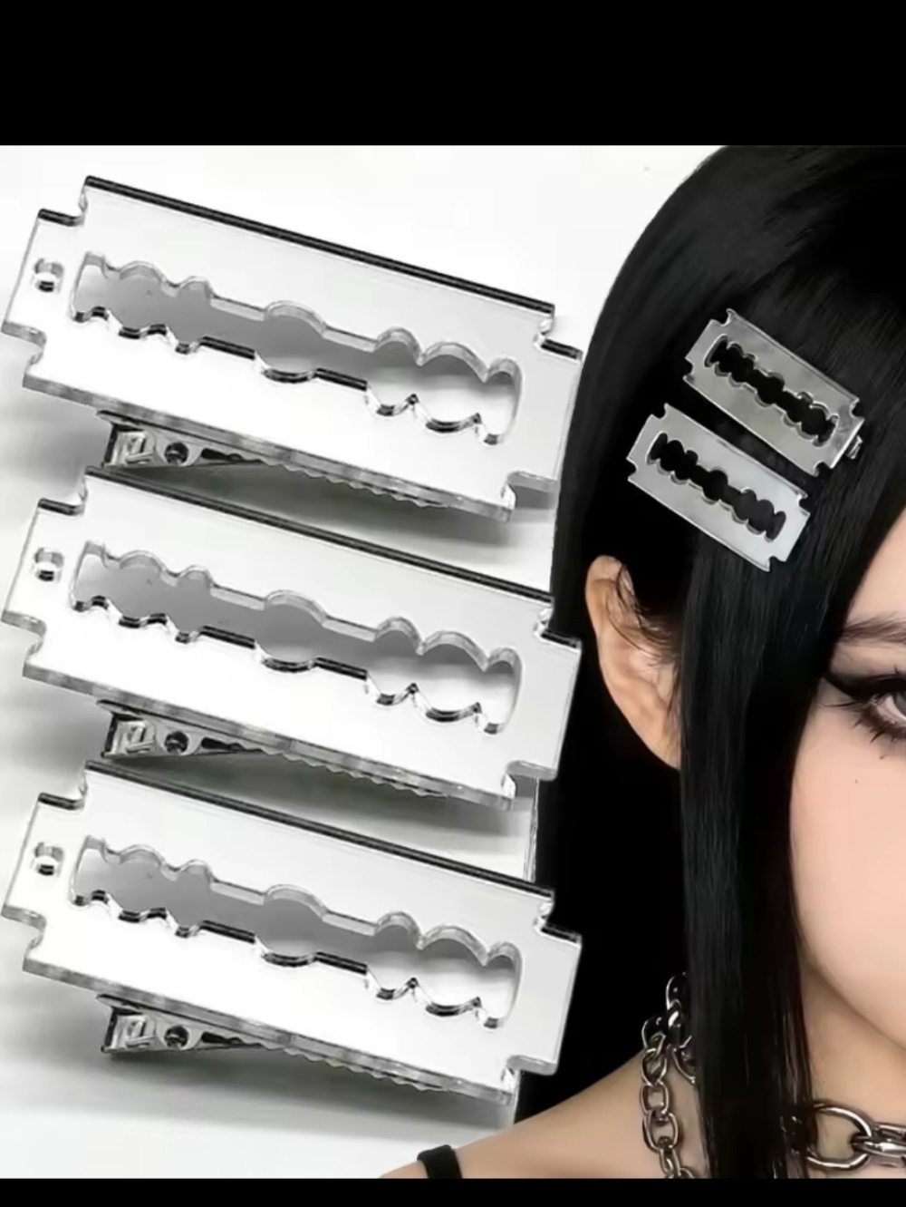 2 Razorblade Hairclips - Picture 8 of 9